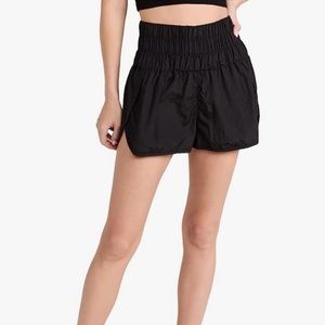 Free People Black Athletic Shorts with Smocked Waist